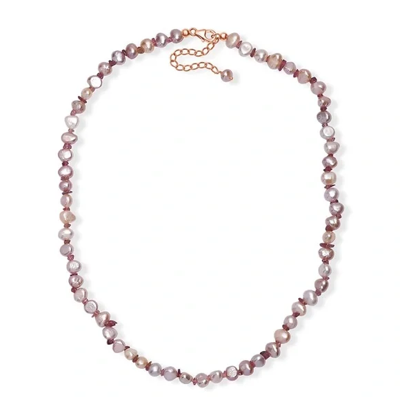 Gorgeous White Freshwater Pearl & Redondo Pink Tourmaline Necklace 18” RG/SS - Picture 4 of 8